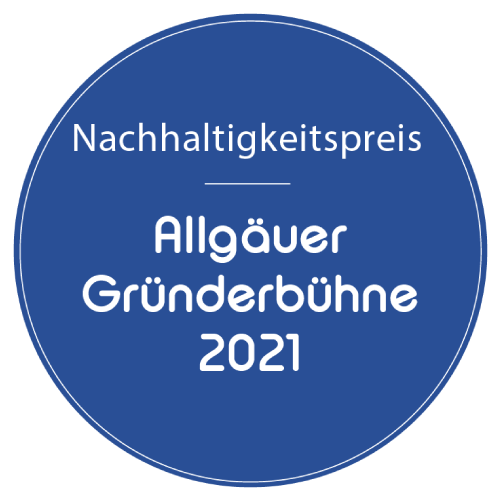 Wir haben den Nachhaltigkeitspreis der Allgäuer Gründerbühne 2021 gewonnen.